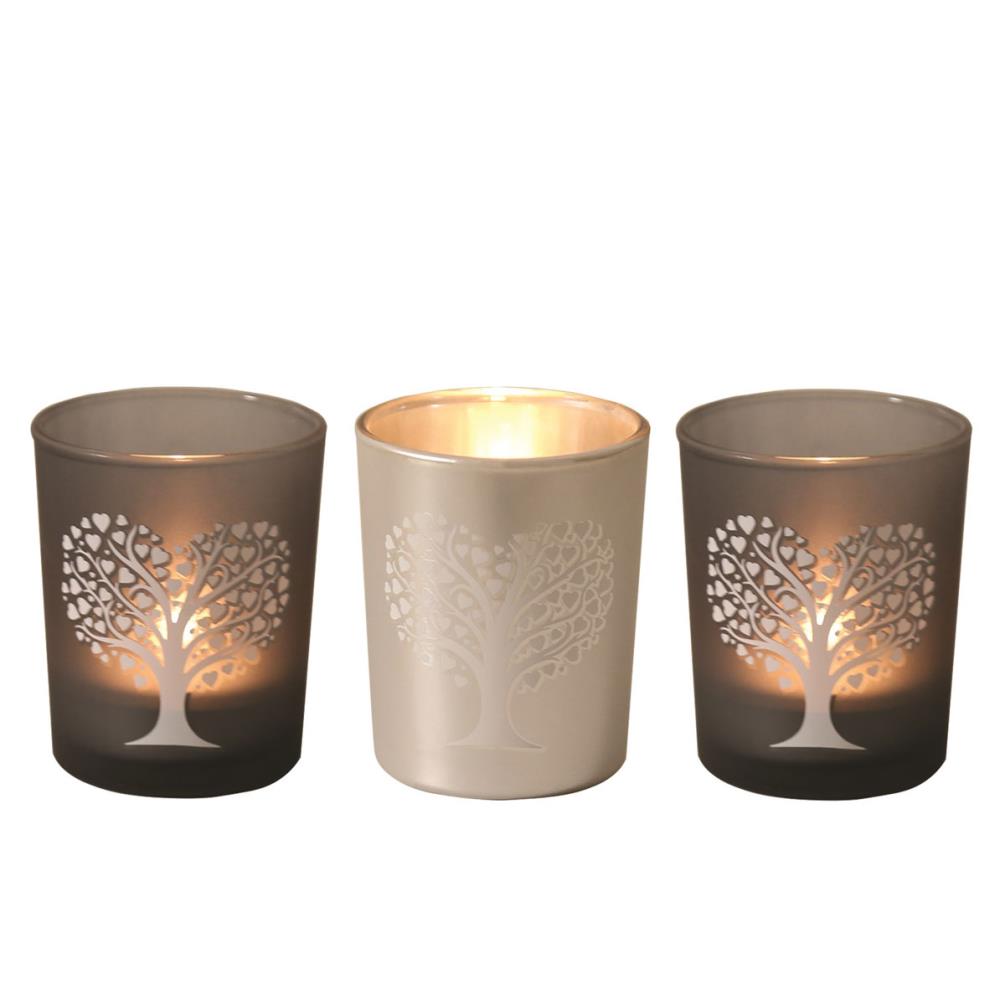 Aroma Black & Silver Heart Tree 3 Tealight & Votive Holder Set Extra Image 1
